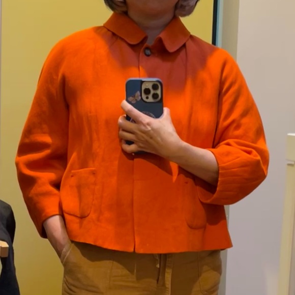 Cute Red short linen jacket - Picture 4 of 4